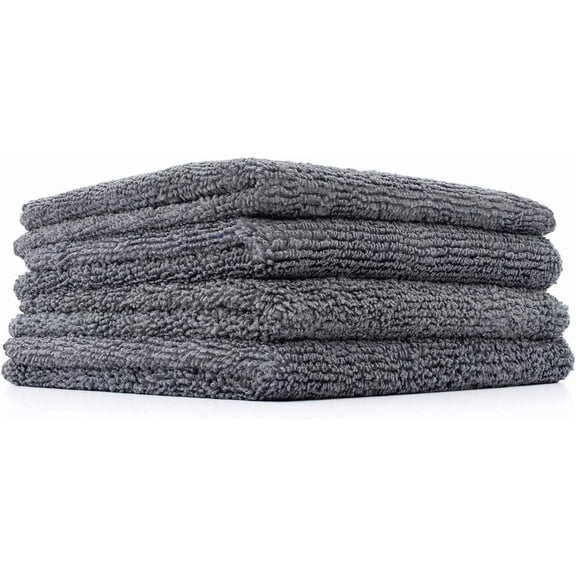 The Rag Company - Mini-Miner - Dual-Pile 70/30 Blend, 365gsm, Grey, 10" x 10", 4-Pack