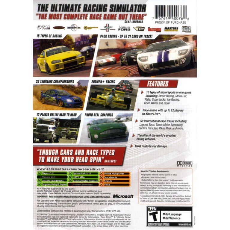 TOCA Race Driver 2: Ultimate Racing Simulator - Xbox - Walmart.com