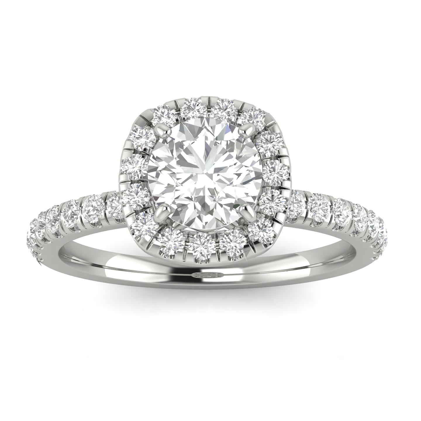 Inara Diamonds Solitaire Diamond Halo Engagement Ring 1.00ctw, 14K White Gold