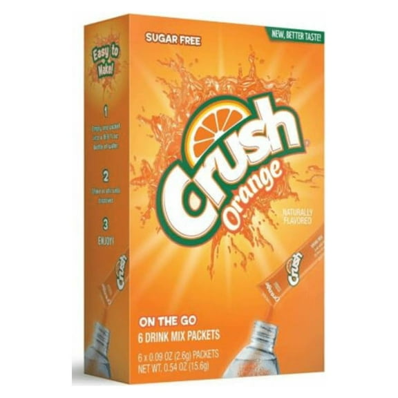Crush Orange Singles To Go Sugar Free Powdered Drink Mix 6 Sachet 15.6G (0.54 Oz)
