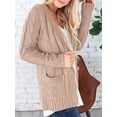 thumbnail image 4 of PRETTYGARDEN Women's Open Front Cardigan Sweaters Fall Fashion Button Down Cable Knit Chunky Winter Outerwear Coats, 4 of 10