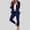 Navy, variant on Womens Elegant Solid Color Suit Long Sleeve Cardigan Pockets Top Elastic Straight Leg Pants Suit Girth Women Interview Outfit Champagne Romper Pantsuits Wedding Jumpsuit Tailo Womens Suit
