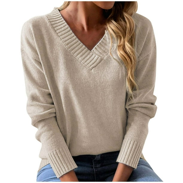 Puntoco Suéter Otoño Moda Mujer Cuello En V Manga Larga Casual Jersey Blusa Suéter Navidad Liquidación Puntoco Puntoco-1633