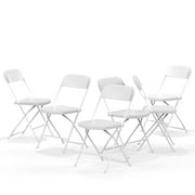 Folding Chairs Portable Lawn Chairs for Kitchen and Dinning Room Heavy Duty and Light Weighted for Outdoor Events Set of 6, White