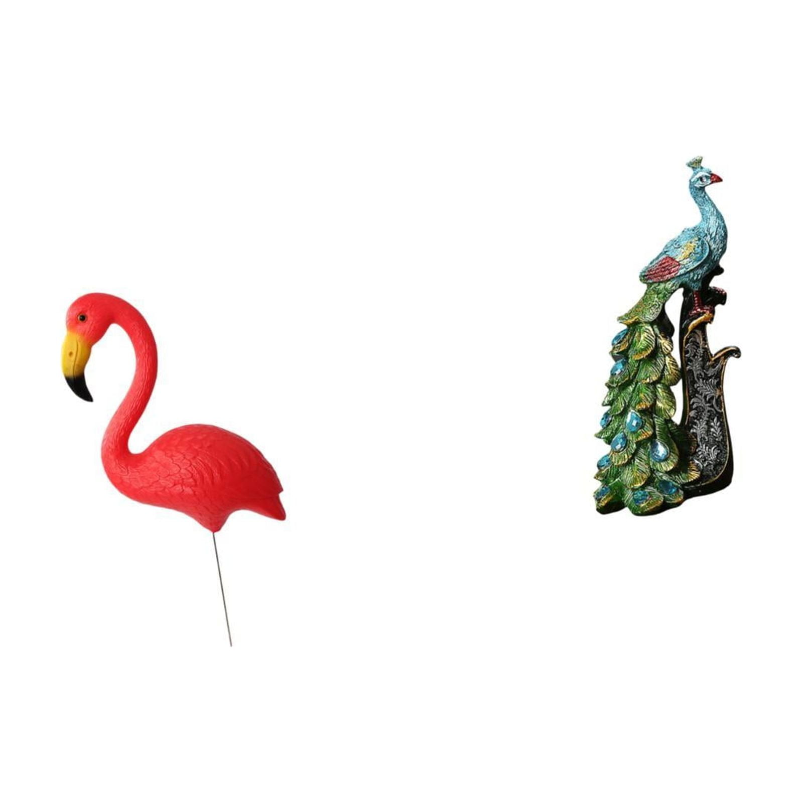 simhoa Flamingo Fairy Garden Stake Sculpture and Peacock Animal Statue Collection Elegant Tabletop Ornament for Holiday Spring Bedroom Office Living Room