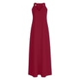 thumbnail image 4 of FAIWAD Maxi Dresses for Women Summer Sleeveless Loose Pleated V-Neck Sundresses Boho Beach Vacation Dress with Pockets, 4 of 7