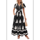 thumbnail image 3 of Vestido de Corta con Cuello en V, Estampado Floral, Bolsillos y Mangas Acampanadas, Color Negro, Talla S, 3 of 7
