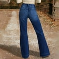 thumbnail image 5 of LWavelet Womens High Waisted Button Front Flared Jeans Daily Casual Denim Pants Blue 2XL, 5 of 7