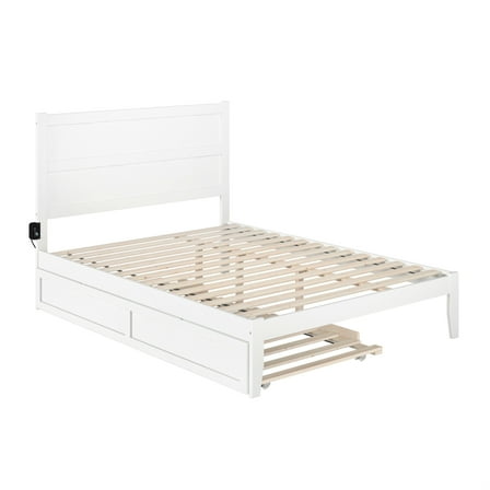 AFI NoHo Queen Platform Bed with Footboard & Twin XL Trundle in White