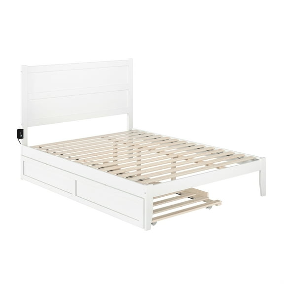 AFI NoHo Queen Platform Bed with Footboard & Twin XL Trundle in White