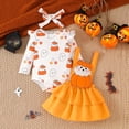thumbnail image 2 of kamemir Baby Girl Thanksgiving Christmas Outfit Ruffle Romper Suspender Skirt Set Overall Dress Clothes(Orange,0-3 Months), 2 of 6