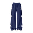 thumbnail image 7 of Spazoro Girls Wide Leg Sweatpants with Pockets, Elastic Waist Pull On Lace Bow Decor Solid Color Loose Fit Casual Wide Leg Trousers Navy Size 7-8, 7 of 7