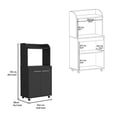 thumbnail image 4 of Kitchen Cart Totti, Double Door Cabinet, One Open Shelf, Two Interior Shelves, Black Wengue Finish, 4 of 5