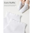 thumbnail image 6 of ShengVisions 6-Pack Girls' Ruffle Socks – Cute Frilly Ankle Socks for School Uniforms, Dressy Cotton Crew Socks for Kids (White), 6 of 7