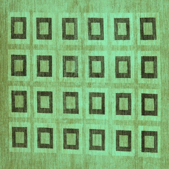 Ahgly Company Machine Washable Indoor Square Abstract Turquoise Blue Modern Area Rugs, 5' Square