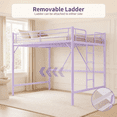 thumbnail image 2 of Zimtown Queen Size Loft Bed with Reversible Ladder, Metal Bed Frame for Adults, Guardrails, Space-Saving, Purple, 2 of 7
