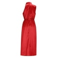 thumbnail image 7 of STETMN Women's Satin Dress Silky Elegant Halter Dress Bodycon Cocktail Party Dresses, 7 of 7
