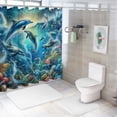 thumbnail image 7 of JRXY Blue Cheerful Dolphins and Tropical Fish Shower Curtain Multiple Sizes White, 7 of 7