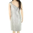 thumbnail image 2 of Ralph Lauren Womens Sleeveless Bodycon Asymmetrical Dress, Metallic, 6, 2 of 4