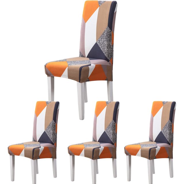 (Cuadrado, 4 piezas) Fundas para sillas de comedor, Funda elástica moderna para silla Funda elástica duradera para decoración de bodas, hotel, restaurante Rojo Verde