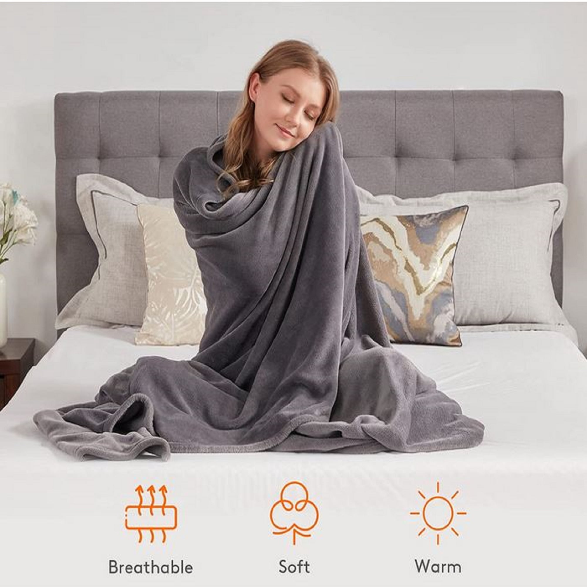 24 Pack of Bulk Wholesale Soft Cozy Plush 60”L x 50”W Lightweight Reversible Microfiber Sherpa Throw Blankets for Adults, Kids, Pets, Beds, Couches and Loveseats in Gray