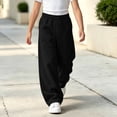 thumbnail image 2 of Nugftut Girls Sweatpants Elastic Waist Loose Wide Leg Pants with Pockets Sizes 5-6, 2 of 9