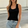 thumbnail image 4 of SHTXOZHI Womens Lace Trim Tank Top Square Neck Ribbed Knit Shirt Summer Casual Vacation Going out Blouse, 4 of 8