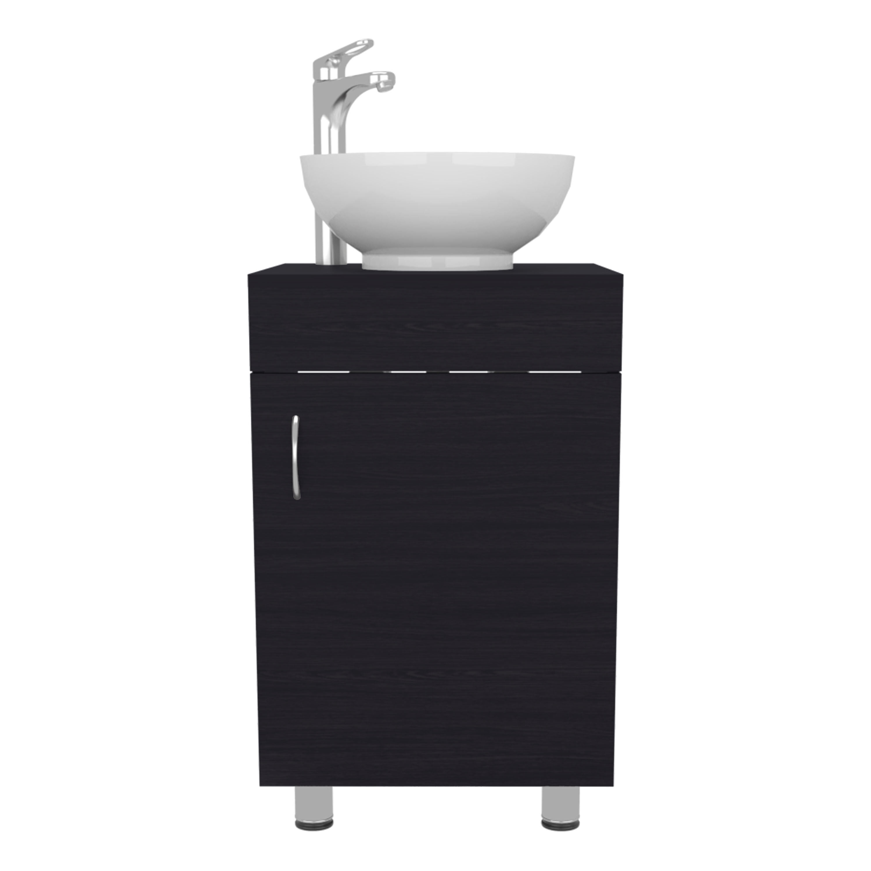 Vanity With Sink, Bathroom Vanity with Sink, 1 Door, 4 Legs, Black Bathroom Vanity,Engineered Wood Single Sink Vanity, Bath & Faucets Bathroom Vanities