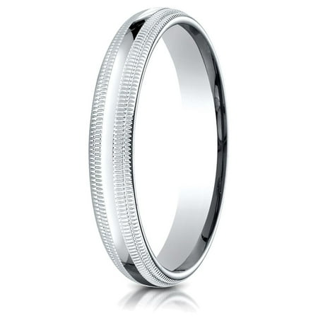 Palladium 4mm Slightly Domed Standard Comfort-fit Wedding Band / Ring with Double Milgrain