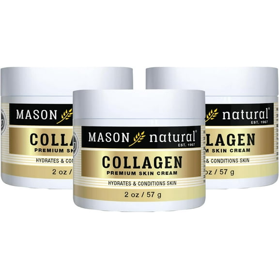 MASON NATURAL Collagen Premium Skin Cream - Anti-Aging Face and Body Moisturizer, Intense Skin Hydration and Firmness, Pear Scent, Paraben Free, 2 OZ (Pack of 3)