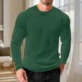 thumbnail image 4 of Aobny Tee Shirts Oversized Waffle Plain Mens T Shirt Long Sleeve Big & Tall Crew Neck Muscle Men Shirt,Green,3XL, 4 of 5