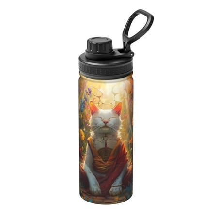 

Salouo Sunshine Flower Meditating Cat for 18oz Stainless Steel Vacuum Insulated Tumbler Coffee Travel Mug Spill Proof with Lid Thermos Cup for Keep Hot/Ice Coffee Tea and Beer