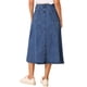 thumbnail image 3 of Faldas de mezclilla para mujer Inspire Chic, de cintura alta, en línea A, faldas de jean casuales con bolsillos, azul medio M, 3 of 6