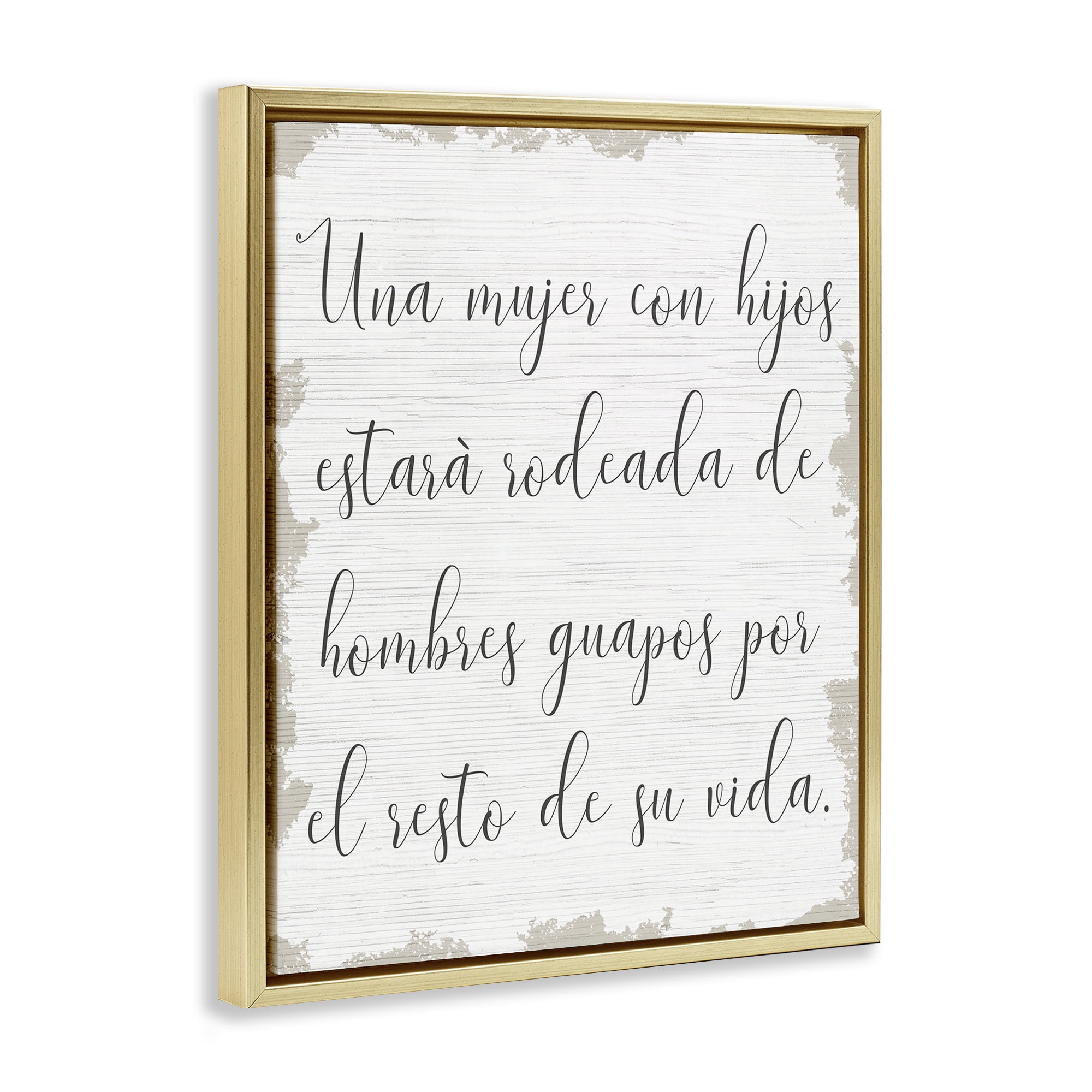 Stupell Industries Rodeada de Hombres Guapos Inspirational Quotes & Sayings Painting Gold Floater Framed Art Print Wall Art, 17 x 21