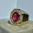 thumbnail image 3 of Gems Jewels 3.00 Ctw Oval Cut Red Ruby & Diamond Wedding Anniversary Engagement Band Cluster Ring 14K Yellow Gold Plated 925 Sterling Silver 925 Sterling Silver For Men's -6.5, 3 of 4