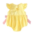thumbnail image 4 of Hessimy Baby Girl Knit Ruffle Outfit Clothes Ribbed Organic Cotton Solid Color Long Sleeve Romper Clothes(Yellow, 4 of 6