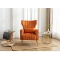 thumbnail image 3 of Guyou Velvet Accent Chair, Modern Upholstered Wingback Armchair with Metal Legs and Pillows, Comfy Single Sofa Chair Lounge Chair for Living Room Bedroom Study, Orange, 3 of 9