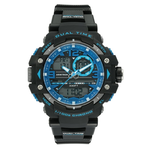 Armitron Men's Black Analog-Digital Watch with Blue Accents - Walmart.com