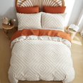 thumbnail image 2 of Nayoroom 3 Pieces Jacquard Geometric Pattern Tufted Queen Duvet Cover Soft Lightweight Beige Duvet Cover Set Boho Shabby Chic Bedding Set, 2 of 6