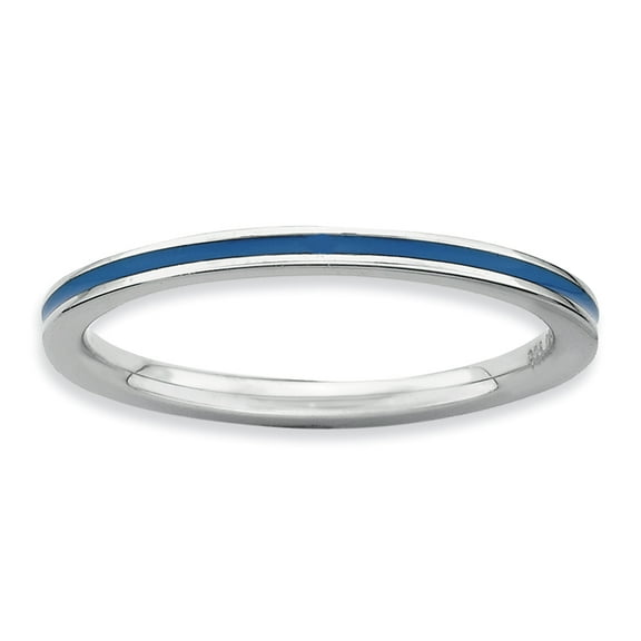 Sterling Silver Blue Enameled 1.5mm Ring