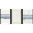 thumbnail image 3 of IDEA4WALL Framed Canvas Print Wall Art Set of 3 Blue White Grunge Geometric Pattern Abstract Shapes Cozy Neutral Modern Art Decorative Contemporary Minimal for Rooms - 24"x36"x3 Black, 3 of 5