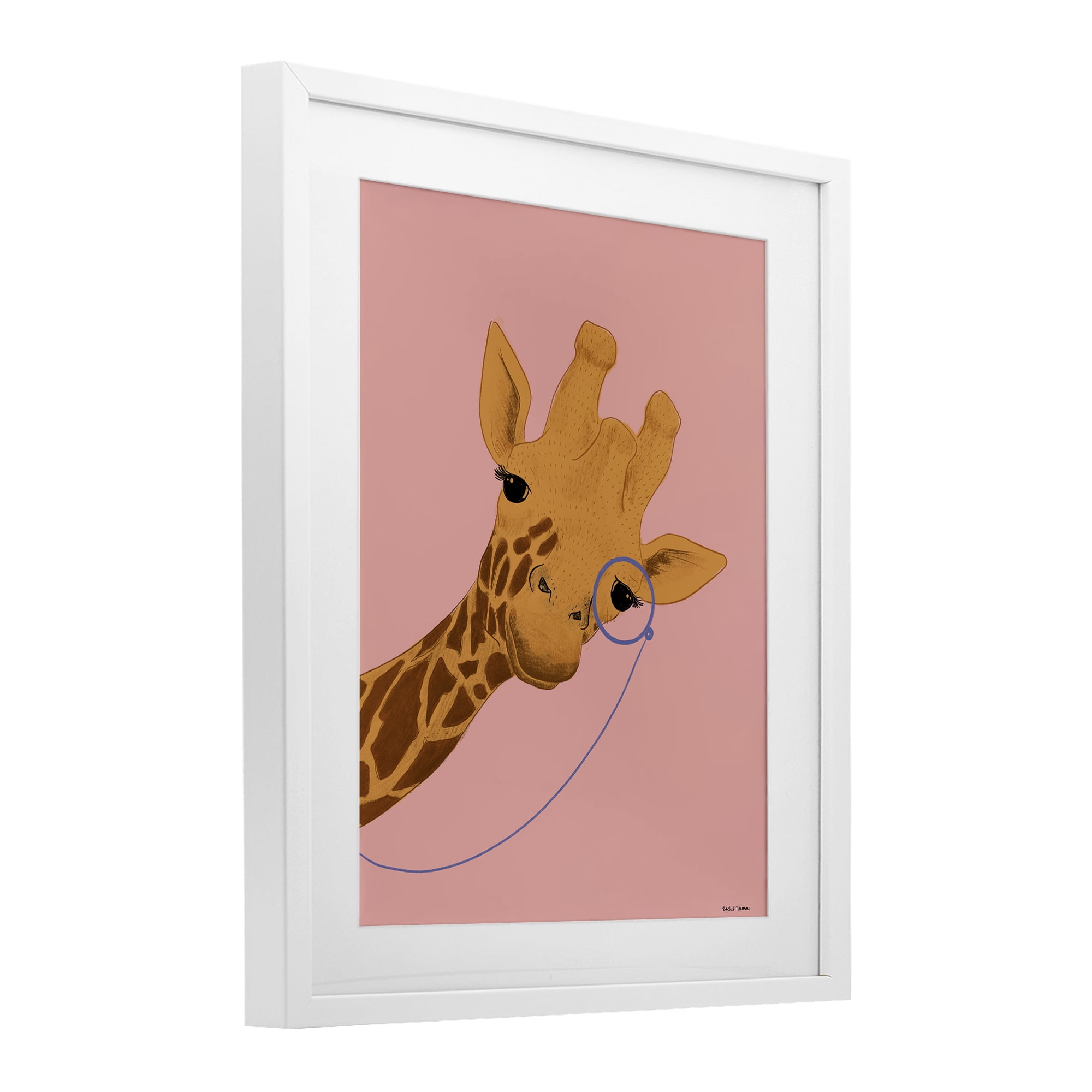Stupell Industries Playful Giraffe with Monocle White Framed Print Under Glass, design by Rachel Nieman