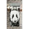 thumbnail image 3 of Ambesonne Animal Quilted Bedspread Set 2 Pcs, Panda Bear Sketch, Twin Size, White Black, 3 of 3