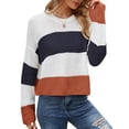 thumbnail image 1 of Camiseta mujer Irfora Suéteres cortos de mujer Suéteres casuales de manga larga con cuello redondo a rayas Irfora Camiseta mujer, 1 of 7