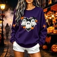 thumbnail image 4 of Womens Halloween Sweatshirts Casual Long Sleeve Halloween Ghost Graphic Printing Round Neck Pullover Sweatshirt Fall Winter Relaxed Fit Sweater Ladies Halloween Costume, 4 of 4