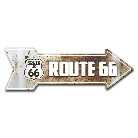 SignMission 10 x 30 in. Indoor & Outdoor Decor Direction Sticker Vinyl Wall Decals - Route 66 Rusty - 24 in.
