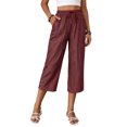 thumbnail image 3 of ibiyuan Work Pants Women Stretch High Waisted Wide Leg Women's Palazzo Pants Loose Trousers Drawstring Cotton Lounge Pants Women Cropped Spring Summer Vacation Outfits, 3 of 7