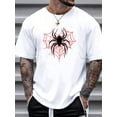 thumbnail image 3 of Men's 180g Heavyweight 100% Cotton T-Shirt with Red Spider Web & Black Spider Graphic Print - Casual Round Neck Short Sleeve Summer Tee for Halloween, Themed Events & Casual Attire, 3 of 17