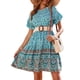 thumbnail image 2 of SAYOO Vestido de manga corta para mujer, estampado floral vintage, cuello redondo, botón trasero, vestido de playa de vacaciones de verano SAYOO  Moda, 2 of 4
