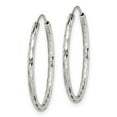 thumbnail image 2 of 925 Sterling Silver Women's Diamond Cut Faceted 1.5mm Endless Hoop Earrings | 24mm, 2 of 4